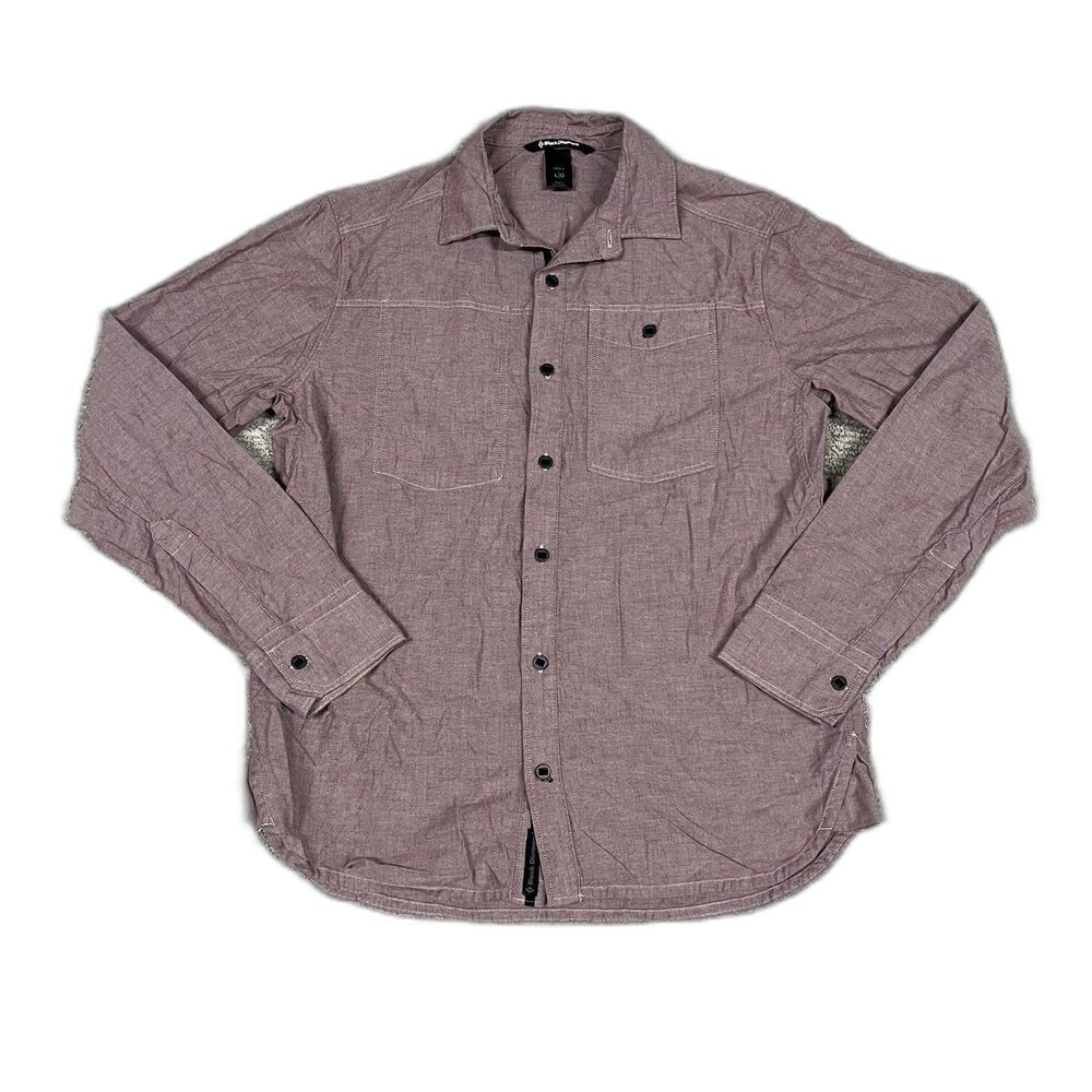 Black Diamond Shirt Mens Large Button Down Shirt Large Long Sleeve Pink Cotton